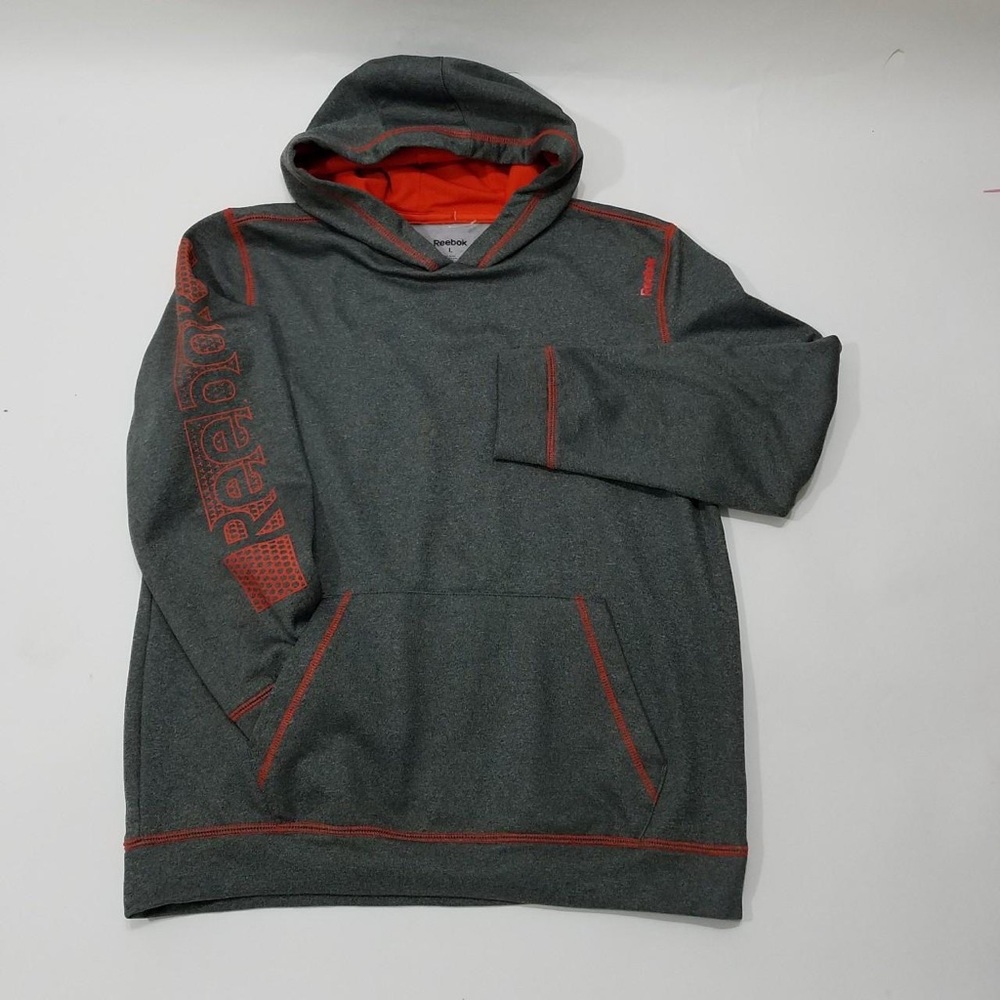 Women Reebok long sleeve gray/orange hoodie sweater size L